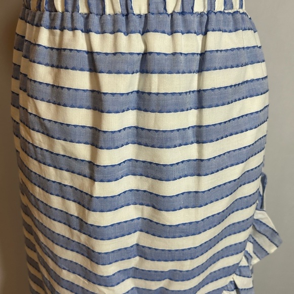 Rafaella White and Blue Ruffled Midi Skirt. 100% Cotton - Picture 2 of 8